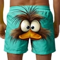 thumbnail image 4 of Timoontee Mens Funny Cartoon Animals Print Swim Trunks Lightweight Quick Dry Beach Shorts Elastic Waist Drawstring Summer Casual Shorts Green XXXL, 4 of 6