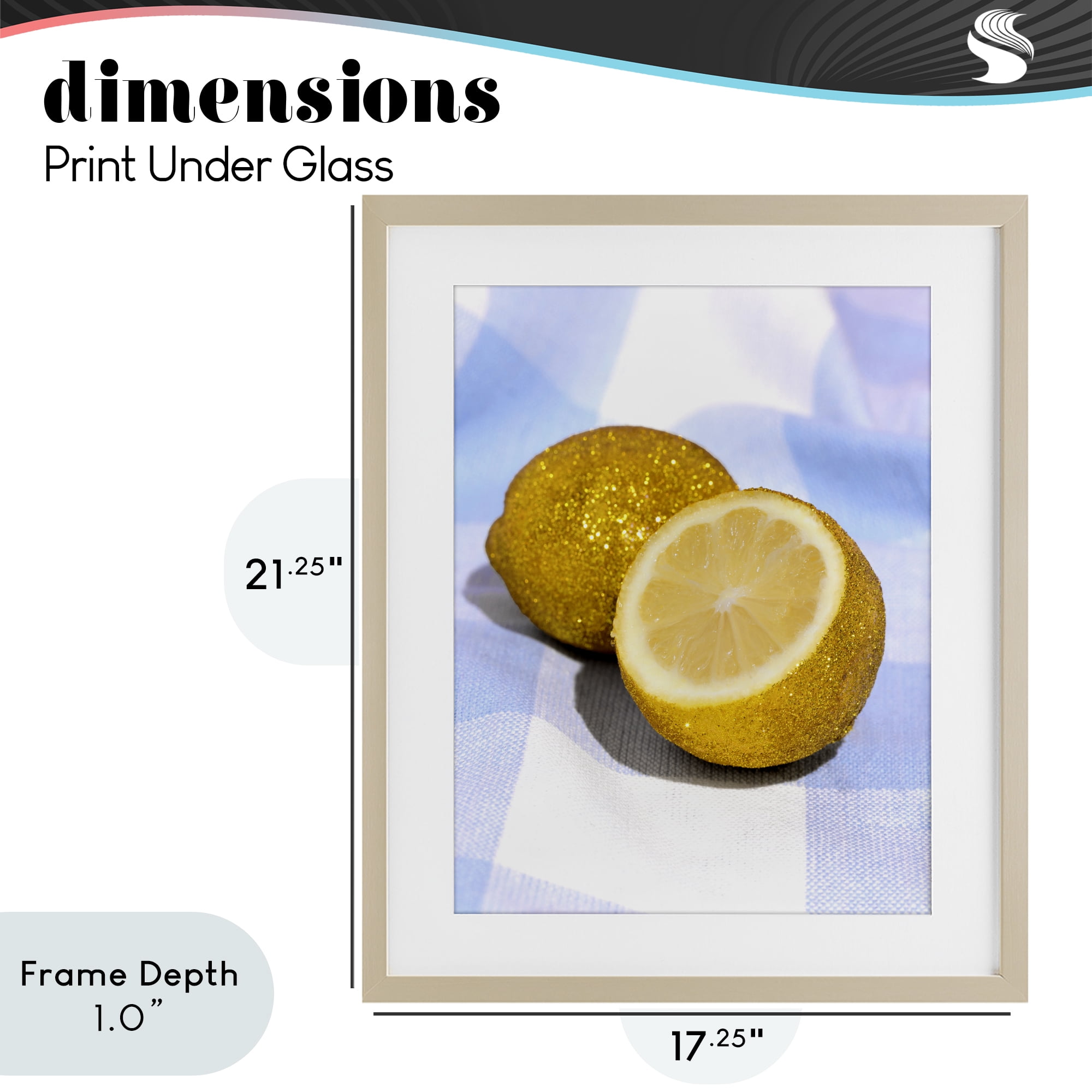 Stupell Industries Glimmer Lemon on Blue Birch Framed Print Under Glass, design by LISH Creative