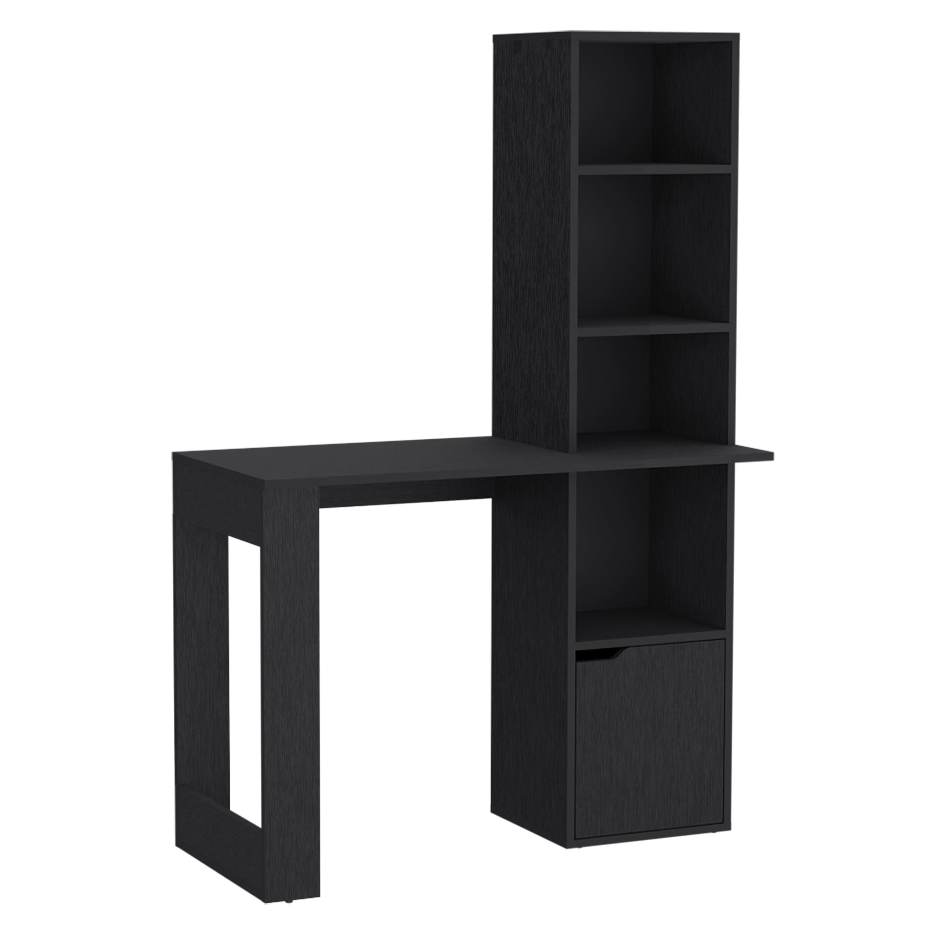 Astoutdoor Writing Desk with Bookcase and Cabinet, Black