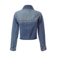 thumbnail image 4 of Made by Olivia Women's Cropped Raw Hem Cargo Pocket Denim Jacket, 4 of 7