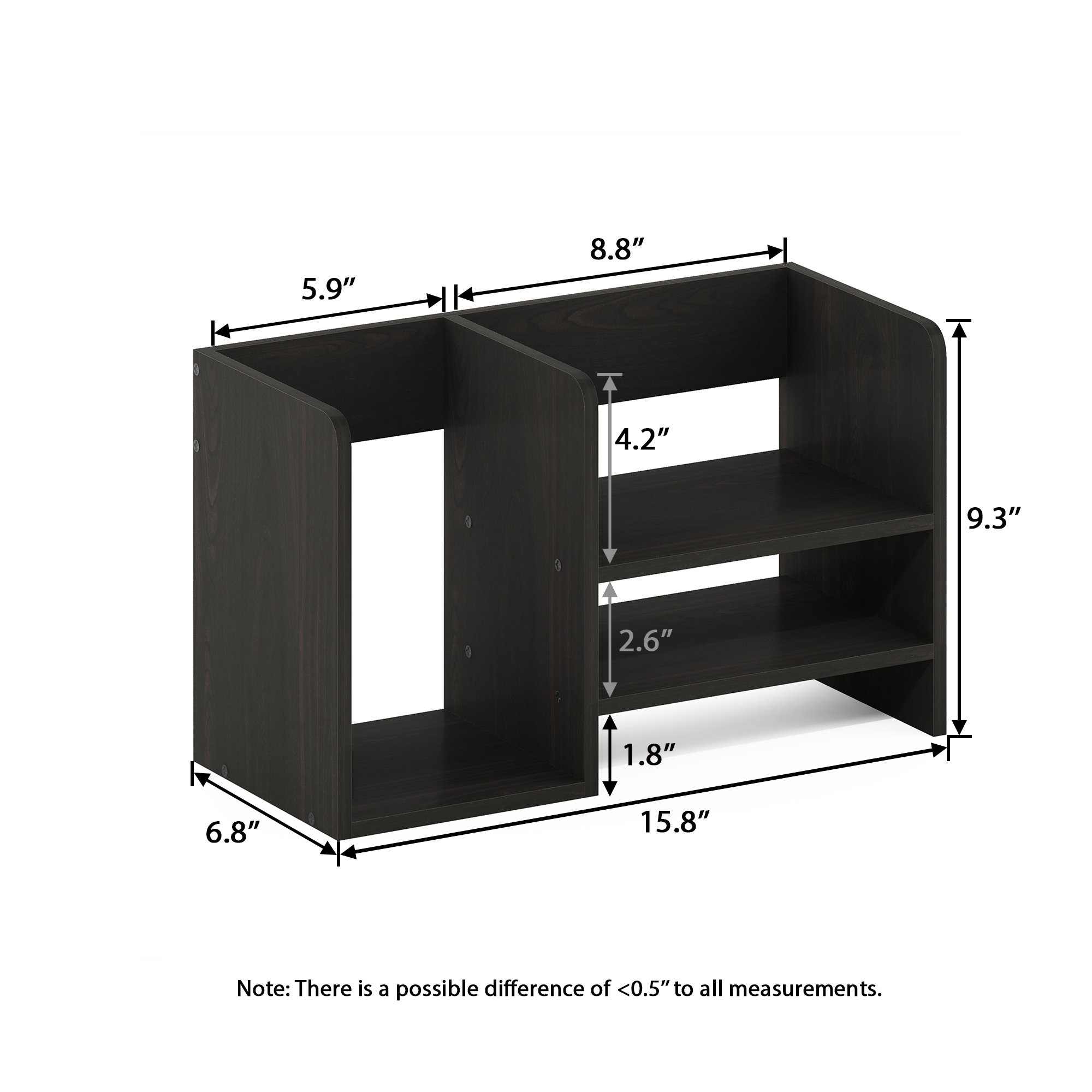 HOMLUX Desk Organizer Office Shelf with Compartment Stores Open Storage for Bedroom Kitchen, Espresso