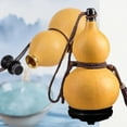 thumbnail image 3 of Handwoven Natural Gourd Water Bottle with Beeswax Seal, Wooden Beverage Container for Daily Drinking and Home Decor, Yellow, 3 of 6