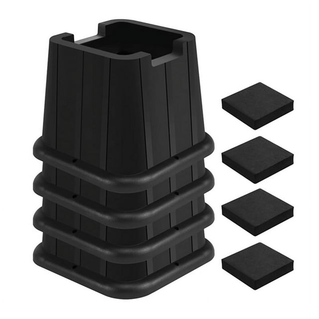 Bed Risers Heavy Duty, Adjustable Furniture Risers for Bed, Sofa, Table, Chair, Support Up to 1500 Lbs Set of 4,4 * Bed Risers,Black