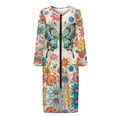 thumbnail image 5 of Whosucclay Boho Mandala Butterfly Print Nightgowns for Women Long Sleeve Housecoat with 2 Pockets Crew Neck Sleep Dress Comfy Full Length Zip Up Robe House Loungewear, XL, 5 of 6