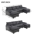 thumbnail image 2 of 109.8" Modular Sectional Sofa, U-Shaped Sofa Couch with Double Chaise Lounge & Double Cushion, 6-seat Upholstered Symmetrical Sofa with Pillows for Living Room(Velvet-Gray), 2 of 7