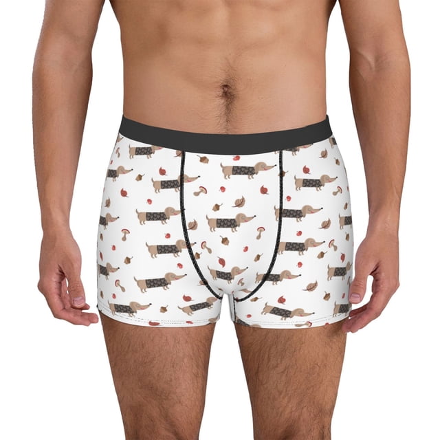 Balery Dachshund Dog Calzoncillos bóxer para hombre, ropa interior de algodón suave y transpirable con cinturilla de nailon-Medium