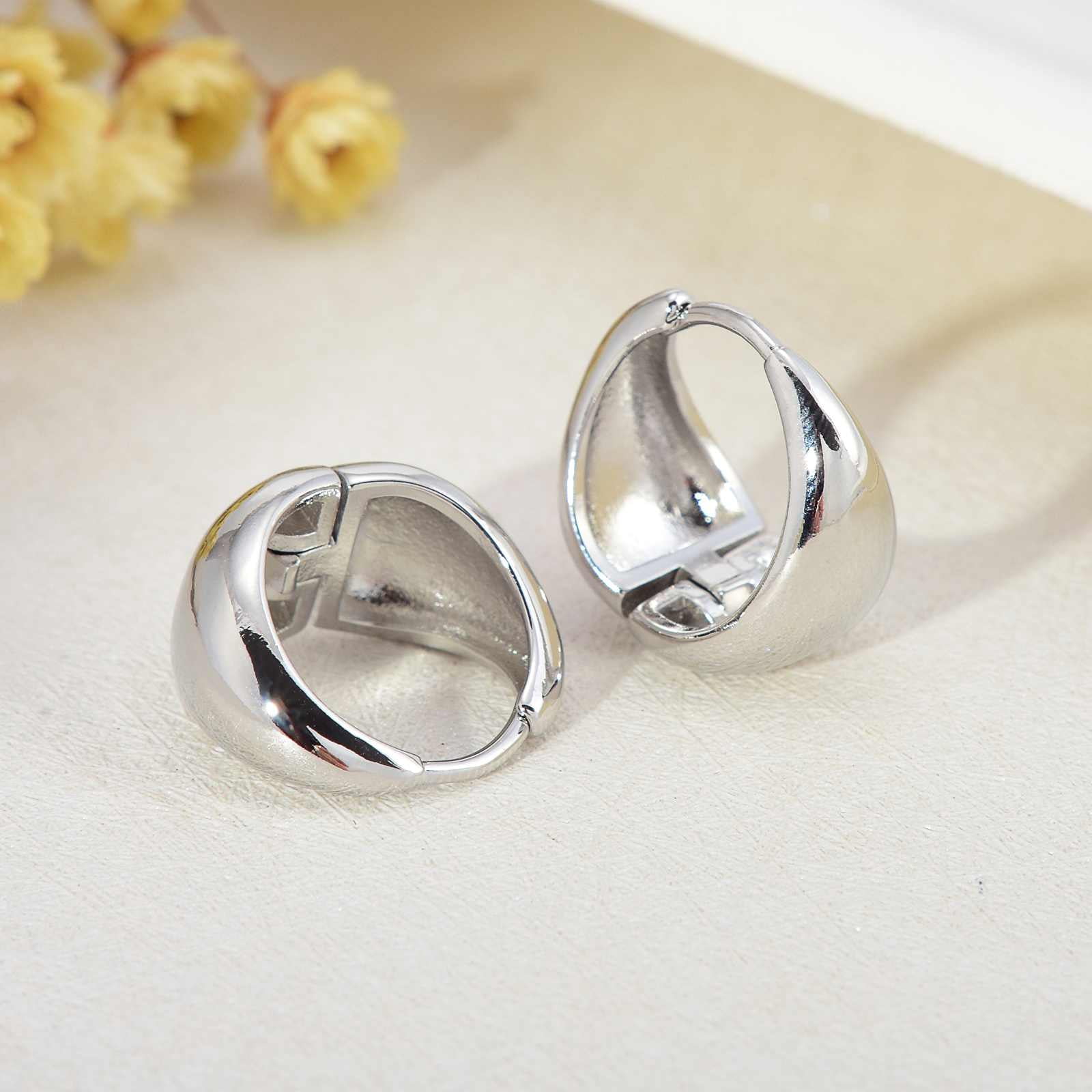 Chunky Silver Gold Hoop Earrings 18K Gold Plated for Women, Minimalist Jewelry Gift