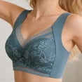 thumbnail image 2 of PMVFHDE Seamless Wireless Lace Bra Non Padded Bralette Comfortable Soft Daily Casual Wear Women's Unlined Lightweight Breathable Smooth Stretch Fit Navy - 3L, 2 of 6