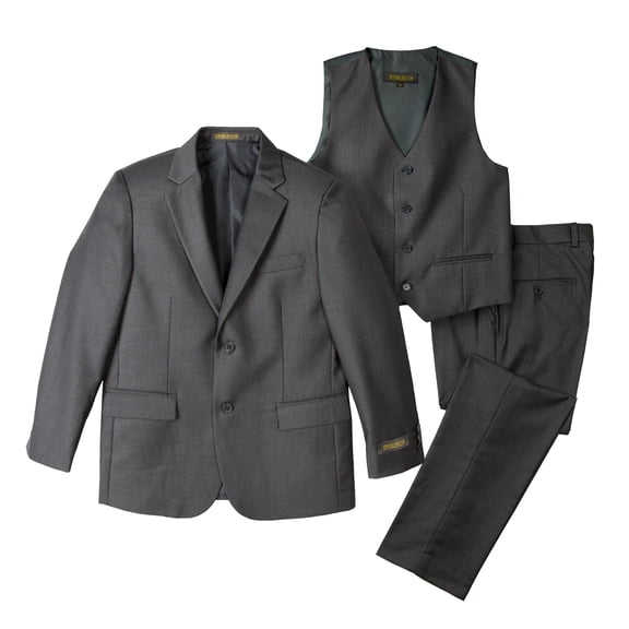Spring Notion Big Boys' Two-Button Suit Set 7 3-Piece Charcoal-B