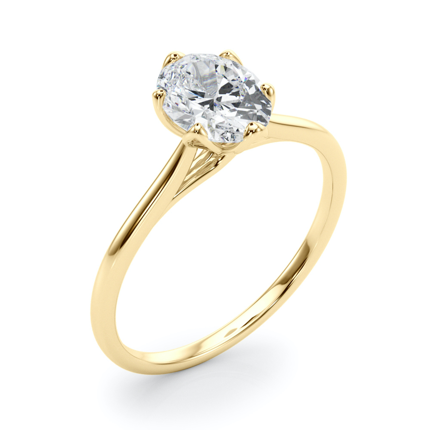 1 Carat Round Lab Grown Diamond Tension Set Solitaire Engagement Ring Yellow Gold Fascinating Diamonds