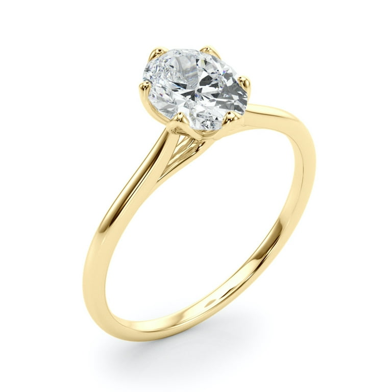 3.5 CTW Solitaire Pear-Cut Engagement Ring in 18K Gold 18K Yellow Gold/VVS Lab-Grown / 6.5 / No Matching Diamond Band (+$0)