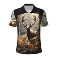 thumbnail image 2 of Daiia Enchanted Deer In Cave Pattern Men’s Polo Shirts,Solid Deck Shirt,Classic Fit, Breathable Cotton Polo for Casual and Sport Wear-4X-Large, 2 of 7