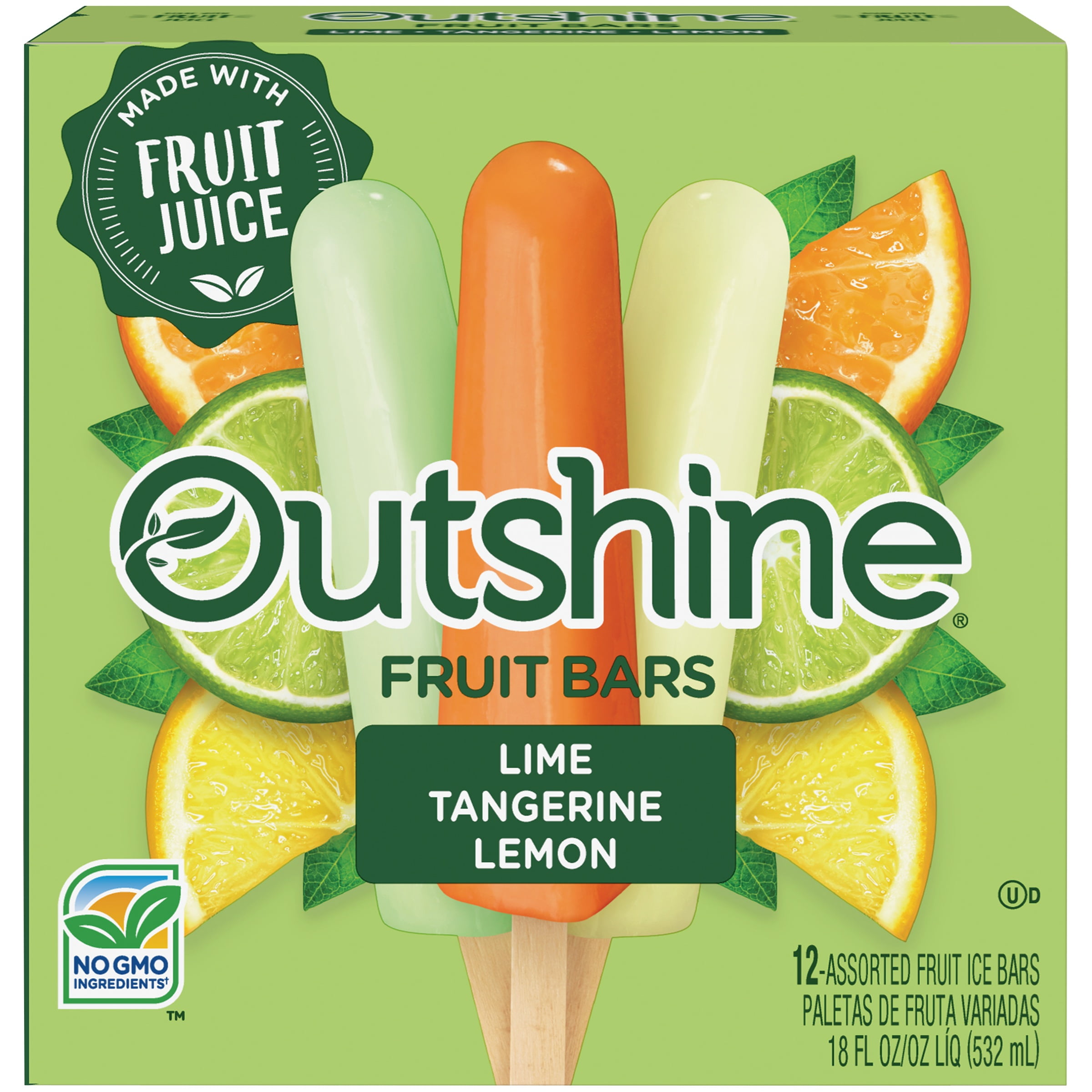 Outshine Frozen Fruit Bars, Real Citrus Juice, 18 Oz, 12 Count