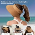 thumbnail image 3 of Sombreros de visera para mujer, sombrero de playa de paja de ala ancha, sombreros de cola de caballo para mujer, disquete plegable, 3 of 5