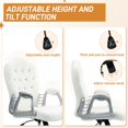 thumbnail image 4 of White Teddy Fleece Office Chair - Adjustable Task Desk Chair with Button Tufted Back, Swivel Wheels - Ideal for Home Office, Study & Vanity Use - 24" x 24", 4 of 7