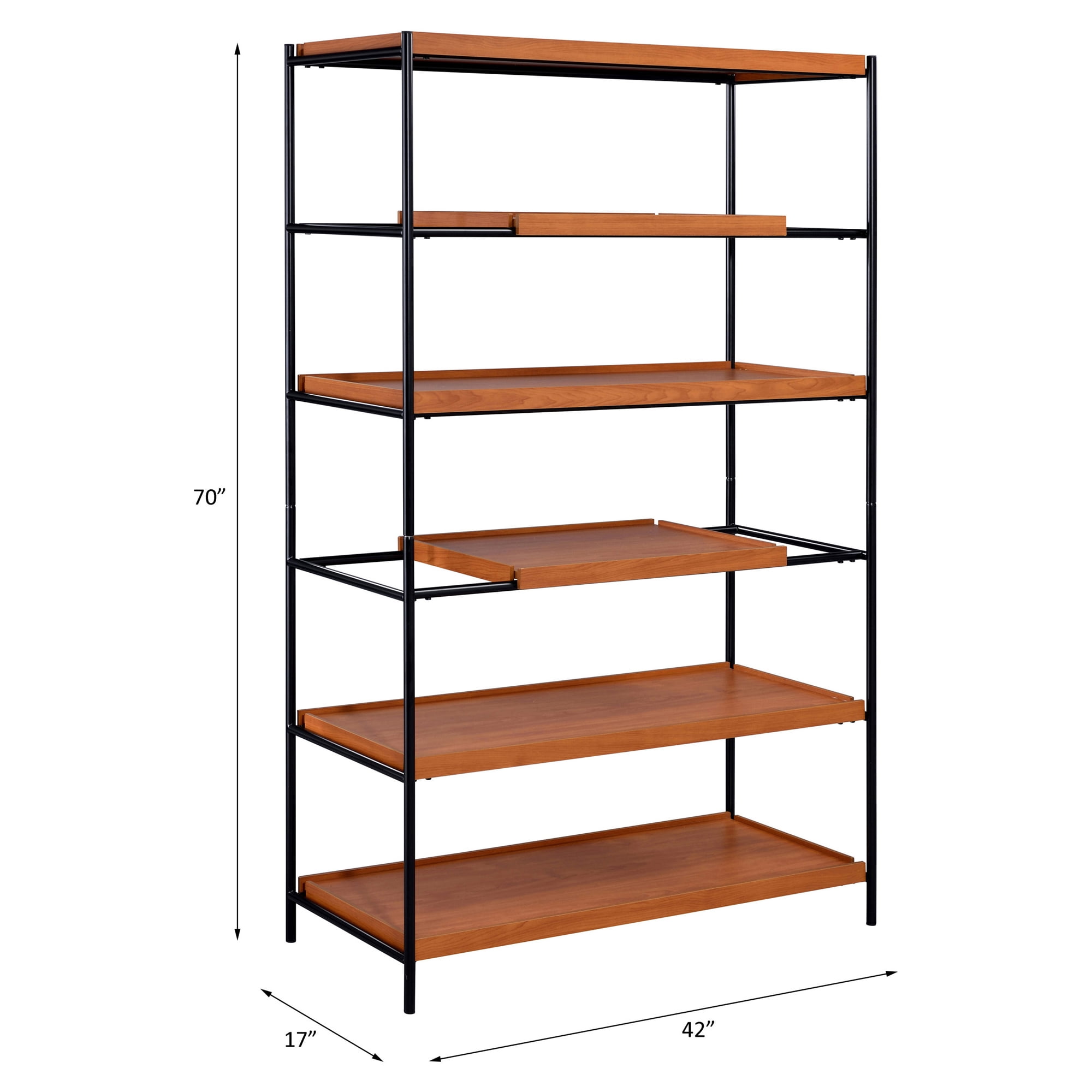 Acme Furniture Oaken Bookshelf in Honey Oak and Black Finish