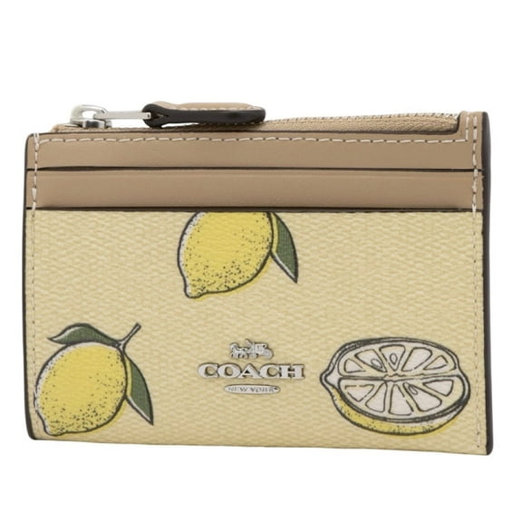 Coach Women's Mini Skinny Zip Id Card Case with Lemon Print (Garden Glade Multi)