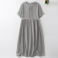 thumbnail image 2 of Zpanxa Casual Loose Fit Dress Solid Color Three Quarter Sleeve Raglan Dress with Tie Waist Easy Day Dress, 2 of 6