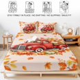 thumbnail image 5 of Twin XL Size Fitted Sheet Set - Red Truck Fall 2 Piece Bedding Sets 16" Deep Pocket Fitted Sheet with 1 Pillowcases, Thanksgiving Pumpkins Maple Leaves Branches Brushed Microfiber Hotel Bed Sheets, 5 of 9