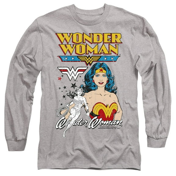 Wonder Woman Wonderwoman Duo Unisex Adult Long-Sleeve T Shirt,Athletic Heather, X-Large