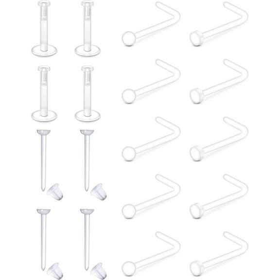 Clear Nose Studs Clear Nose Rings for Work Clear Nose Piercing Plastics Nose Retainer for Surgery Nose Ring Spacers Nose Rings Retainer Septum Retainer Clear Lip Rings Plastic Earrings Studs