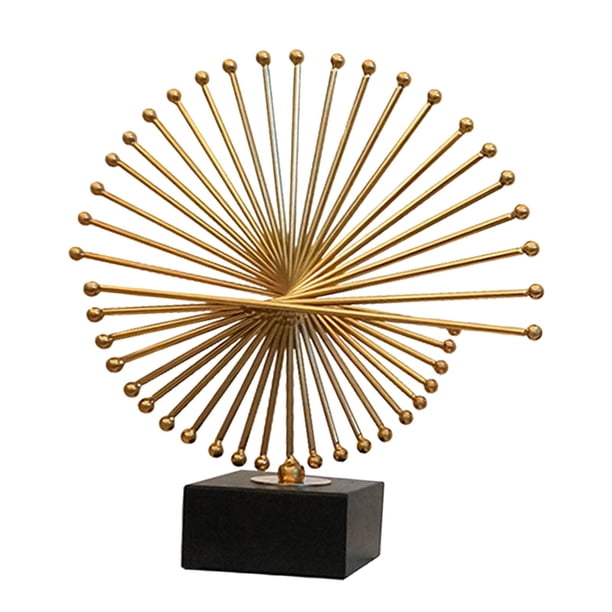 Adornos metálicos de estatua dorada Artesanía Novedad Decoración para el hogar Fengshui Figuras geométricas para de escritorio los de Redondo Grande Sunnimix Figuras decorativas