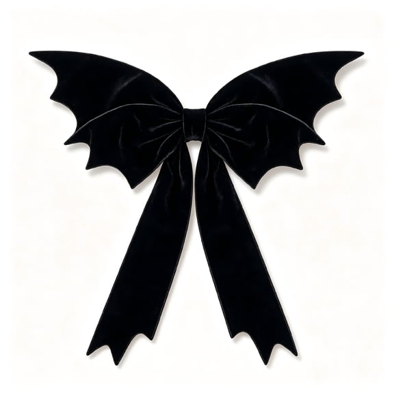 Black Velvet Bat Wing Bow Spooky Halloween Decor Large Ribbon for Wreath Tree Topper Gothic