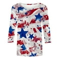 thumbnail image 4 of Women's New 3/4 Sleeve Round Neck Pullover Independence Day Casual Printed Top T-shirt, 4 of 4