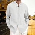 thumbnail image 2 of CONZONE Mens Cotton Linen Shirts Long Sleeve Buttons Down Shirts for Men Trendy Solid Color Lapel Soft Lightweight Summer Tops, 2 of 5