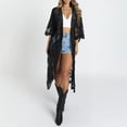 thumbnail image 6 of Ediodpoh Women's Solid Color Lace Coat Long Sleeve Sunscreen Cardigan Sheer Long Cardigan Sweaters for Women Black, 6 of 8