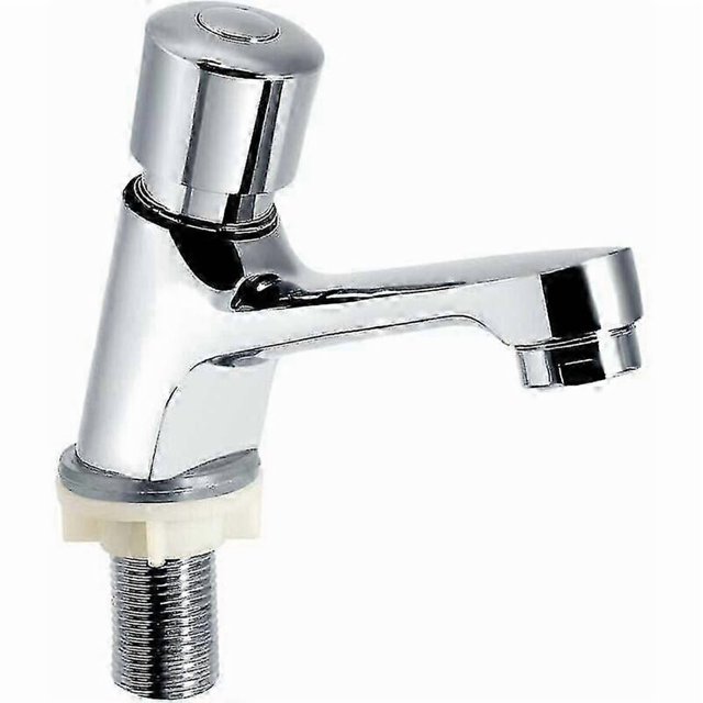 Chrome Faucet with Self-Closing Mechanism Time Delay Water-Saving Basin Sink Suitable for Kitchen and Bathroom Silver Finish_Perfect Gift
