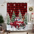 thumbnail image 2 of Christmas Shower Curtain Red Truck Pine Tree Forest Bathroom Curtains with Hooks, Waterproof Fabric Snowflake Reindeer Buffalo Plaid Bath Shower Curtains Set for Bathroom Bathtubs Decor 72x72 Inch, 2 of 9