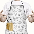 thumbnail image 2 of BlackWhite Origami Dinosaurs Tribal Pattern Apron-Garden Aprons for Women with Pockets-Cotton Linen Waterproof Kitchen Cooking Gardening Aprons Adjustable for Kitchen,Cooking,BBQ and Salon 33x27 Inch, 2 of 7