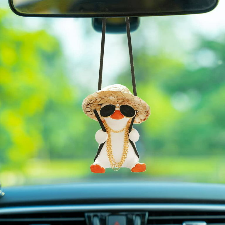 Cute Car Ornaments for Rearview Mirror Swing No Face Man Duck Hanging  Interior Accessories Animal Figurines Doll Rear View Decor