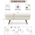 thumbnail image 2 of Storage Ottoman  43.5 Inch Upholstered Linen Oval Ottoman with Rubber Wood Legs for Living Room/Entryway/Bedroom,Beige, 2 of 7