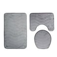 thumbnail image 2 of Zcyifa bathroom mat set Three Pieces Bathroom Mat Set Flannel Embossed Waves Nonslip Bath Bathtub U-shape Rug Carpet Toilet Seat Lid Cover (Grey), 2 of 10