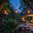 thumbnail image 5 of Waterproof Solar Hanging Ball Lights, Outdoor Solar Powered Candle Chandelier Lights, Warm Glow Decorative Hanging Lamps for Garden Patio Yard Tree, Energy Saving Holiday Outdoor Lights, Black, 5 of 8