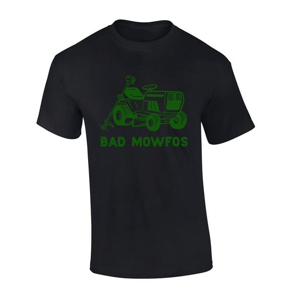Mens Fathers Day Tshirt Bad Mowfos Lawn Mower Dad Funny Short Sleeve T-shirt-Black-6xl