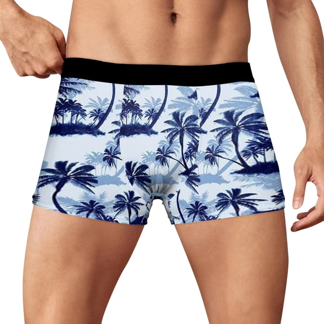 TSADFHJI Underwear Mens Briefs No Fly Mens Casual Comfortable Printed Underwear L White