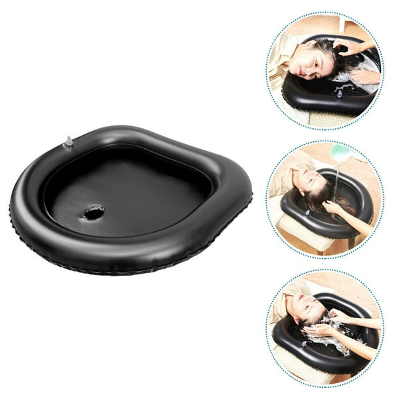 Milisten Inflatable Hair Wash Basin Black PVC Portable Shampoo Sink for Home and Travel 1 Piece