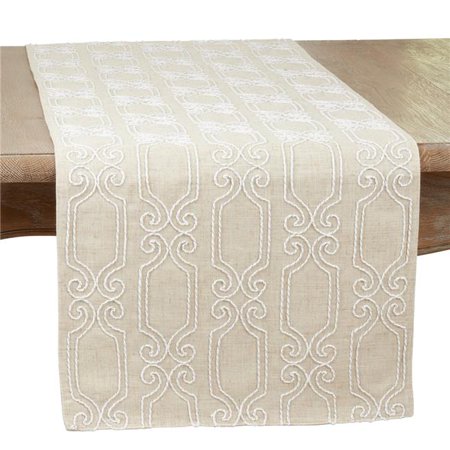 

Saro Lifestyle 762.W1670B 16 x 70 in. Embroidered Scroll Table Runner White