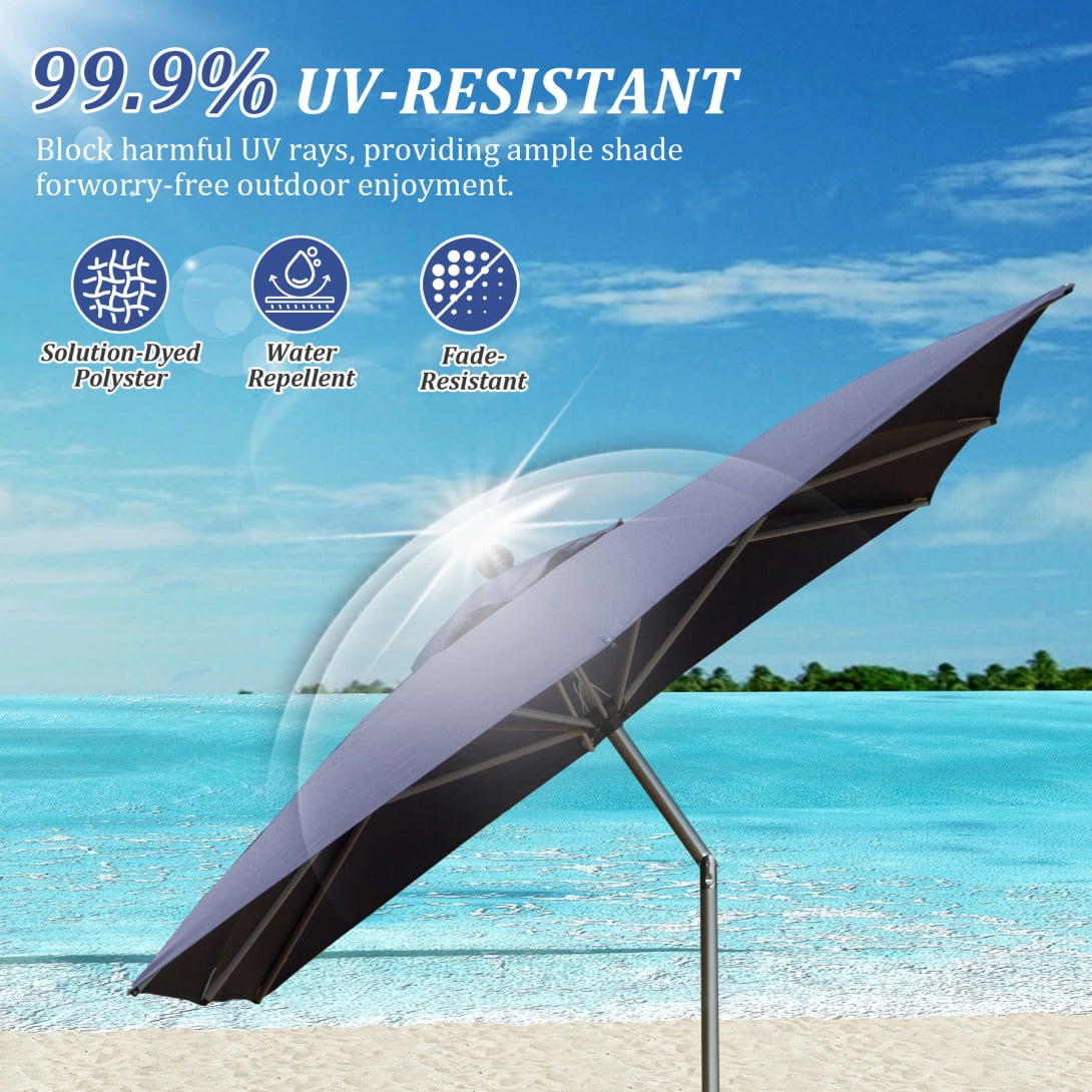 6.5'x10' Rectangle Patio Umbrella with Crank and Tilt - UV Resistant Outdoor Market Umbrella, Navy Blue, Aluminum Frame 6 Reinforced Ribs for Pool Deck Garden, 250g Polyester Fade-Resistant Canopy