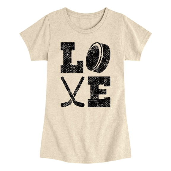 Instant Message - Love Hockey - Youth Girls Fitted Short Sleeve T-Shirt
