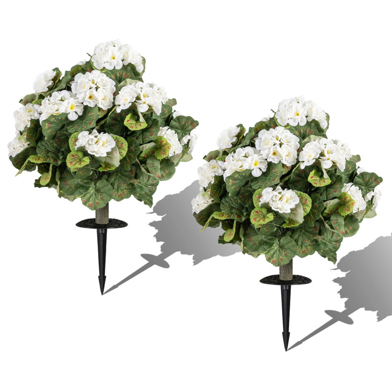 Vebreda Artificial Plant Decor, Artificial Begonia Ball Trees Set of 2 13 inch Fake Evergreen Shrubs with Ground Spikes, High-quality Materials