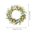 thumbnail image 2 of Corona de huevos de Pascua de primavera guirnalda floral colorida, diseño festivo llamativo, follaje artificial, ligero, pared para la repisa de la puerta, decoración del hogar, 2 of 6