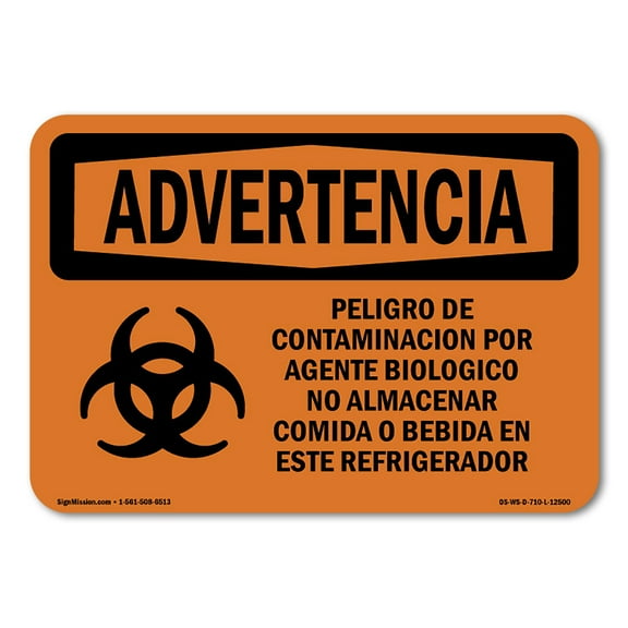 OSHA WARNING Sign - Biohazard No Food Or Drink Spanish | Aluminum Sign | Protect Your Business, Construction Site, Warehouse & Shop Area | Made in the USA