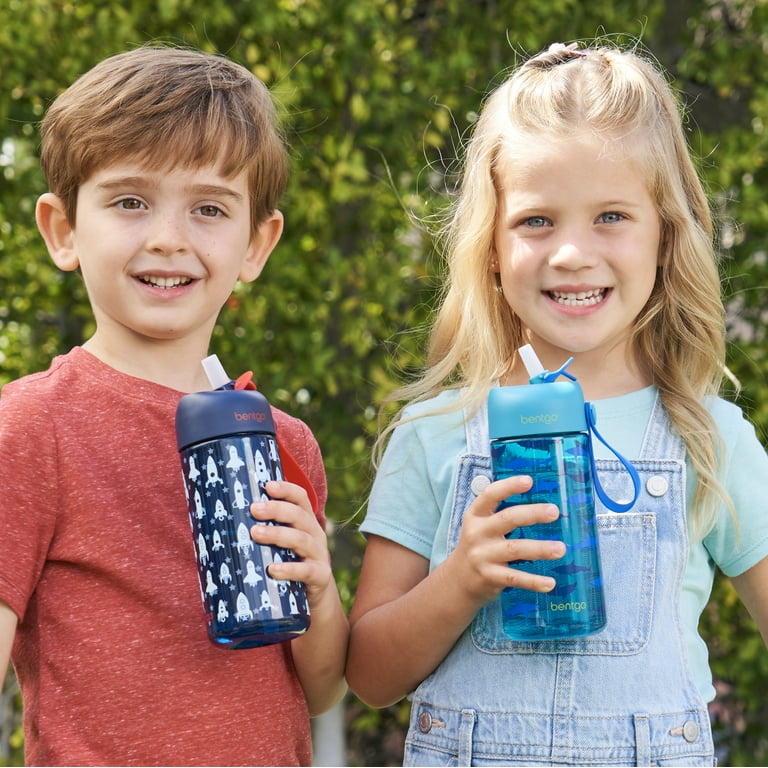 Bentgo® Kids Water Bottle 2-Pack - New, Improved 2023 Leak-Proof BPA-Free  15 oz Cups for Toddlers & Children - Flip-Up Safe-Sip Straw for School,  Sports, Daycare, Camp (Rocket/Shark) 