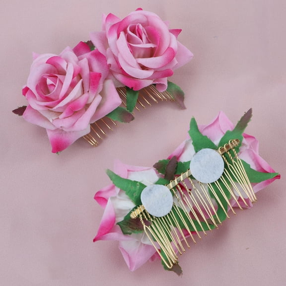 Niceauty Wedding Rose Flower Hair Comb Bridal Use for Women Wedding 1Set