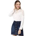 thumbnail image 2 of Allegra K Blusa Elegante De Gasa Con Correa Ojo De Cerradura Panel De Encaje Manga Larga Para Mujeres - Blanco/XL, 2 of 6