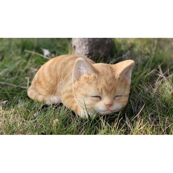 Hi-Line Gift 7” Orange Tabby Kitten Poly-resin Sleeping Figurines & Knick-Knacks